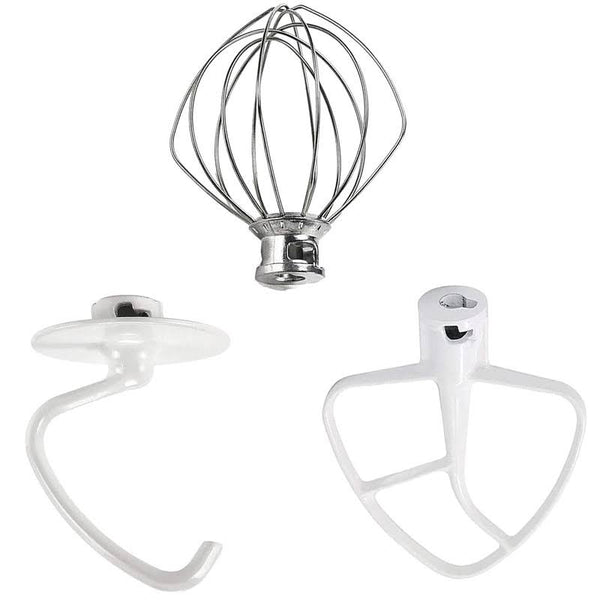 Stand Mixer Attachments 3-Piece Kit - REPLACE for Kitchen Aid Accessories K45ww Wire Whip K45dh Dough Hook K45b Coated Flat at MechanicSurplus.com