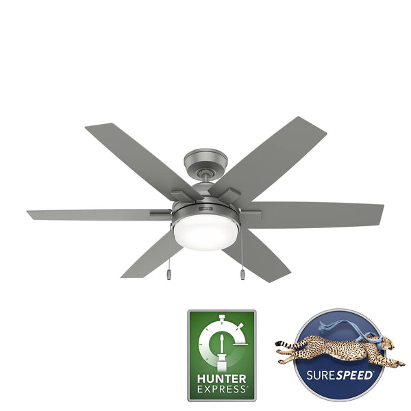 Hunter Toledo Easy Install 52 - in Matte Silver Indoor Ceiling Fan with Light (6 - Blade) | 51922