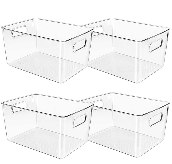 Control Kitchen Clear Plastic Storage Bins, Perfect for Kitchen Organization or Pantry Organization and Storage, Fridge Organizer Plastic Bins, Pantry