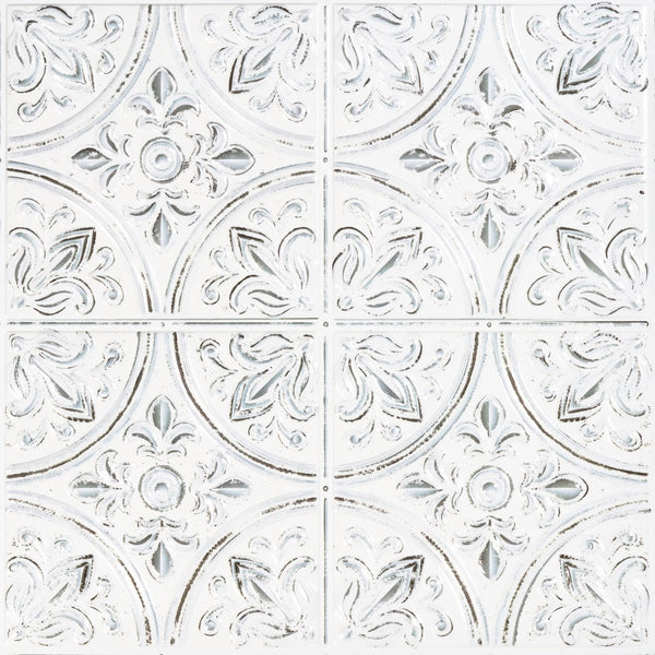 RoomMates Peel and Stick Tile Backsplash White Tin