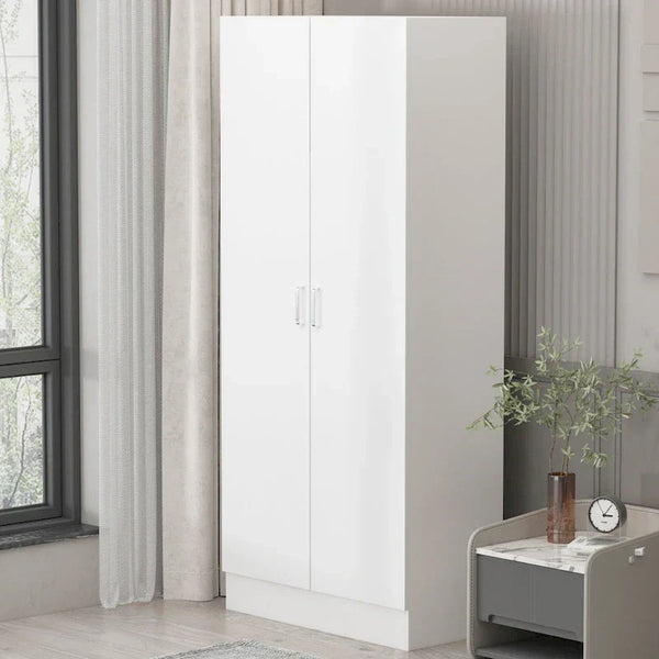 Freestanding 2 - Door Bedroom Armoire with Hanging Rod
