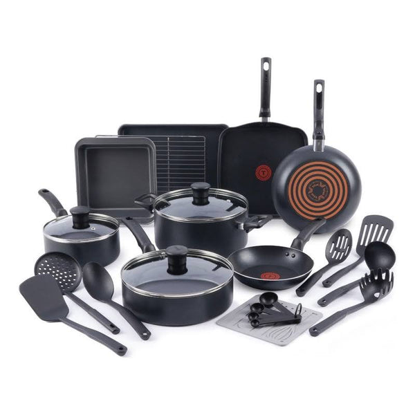 T - Fal Kitchen Solutions 21-Piece Nonstick Cookware Set, Black