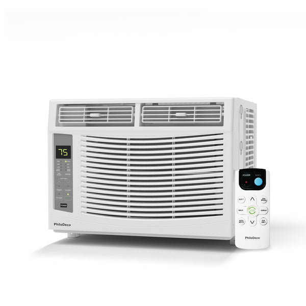 Window Air Conditioner 6000 BTU Cool to 250 Sq Ft Intelligent, LED, Remote Control, Easy to Clean Filter Screen, Can Be Used As a Dehumidifier/Fan